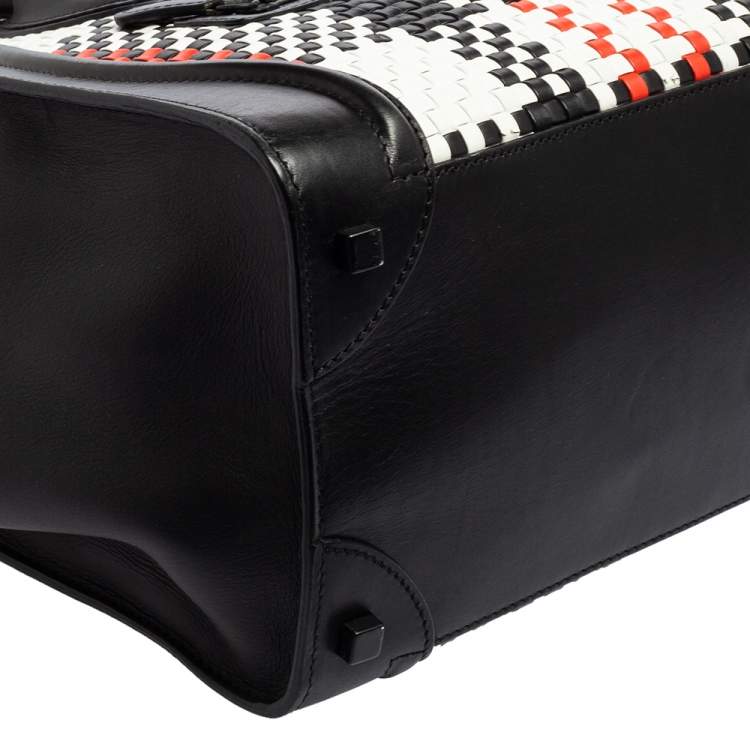 Pre Owned Celine Multicolor Woven Leather Medium Phantom Luggage Tote