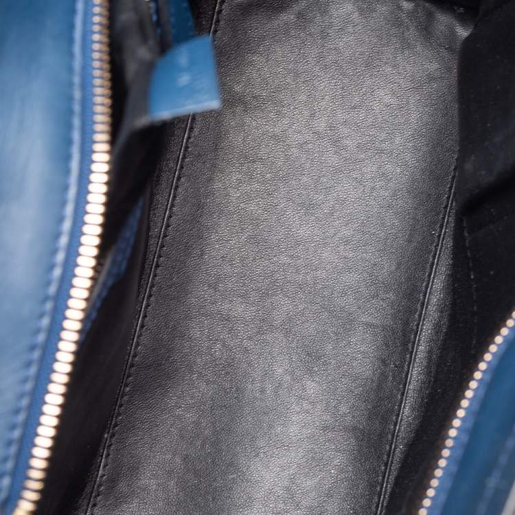 Pre Owned Celine Blue/Black Leather Micro Luggage Tote