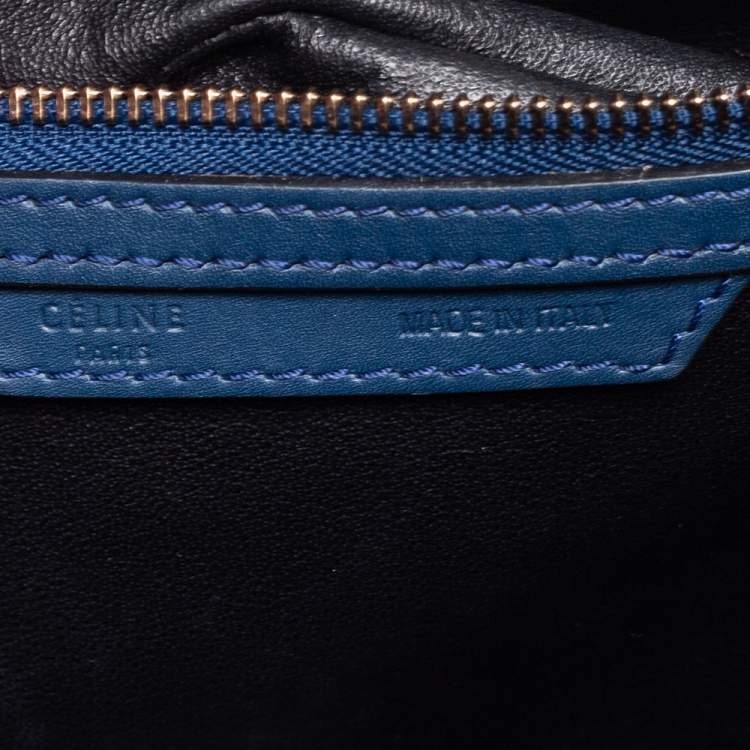 Pre Owned Celine Blue/Black Leather Micro Luggage Tote