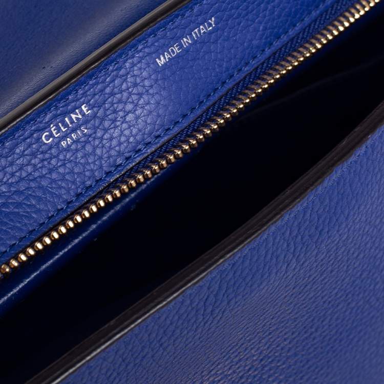 مملوكة مسبقًا Celine Blue Leather and Suede Small Trapeze Bag