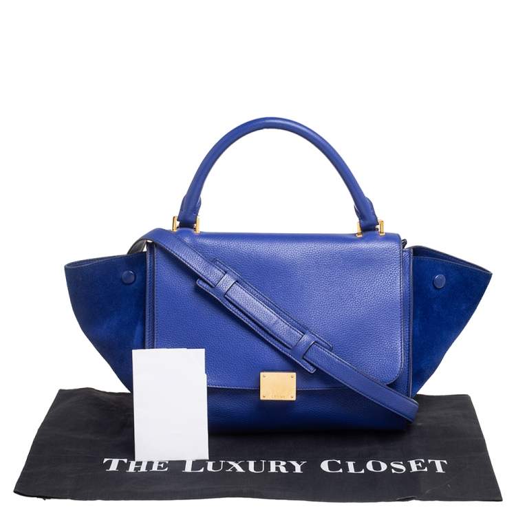مملوكة مسبقًا Celine Blue Leather and Suede Small Trapeze Bag