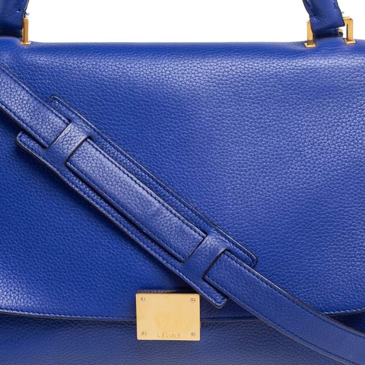 مملوكة مسبقًا Celine Blue Leather and Suede Small Trapeze Bag