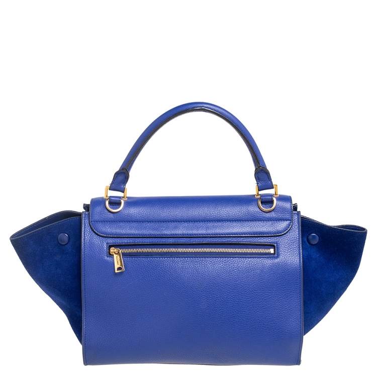 مملوكة مسبقًا Celine Blue Leather and Suede Small Trapeze Bag