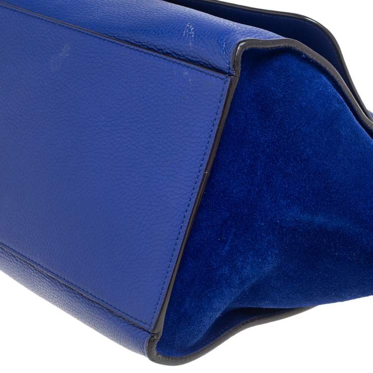 مملوكة مسبقًا Celine Blue Leather and Suede Small Trapeze Bag
