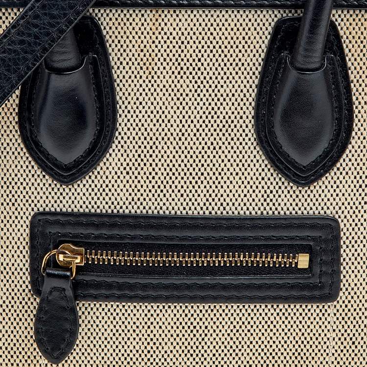 Pre Owned Celine Tricolor Canvas, Leather, and Suede Nano Luggage Tote