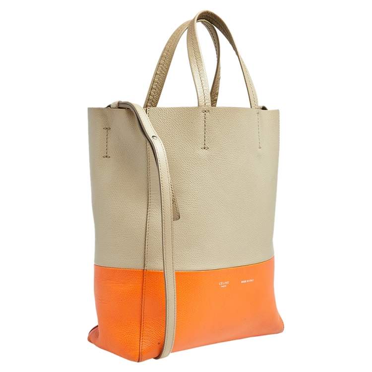 Pre Owned Celine Multicolor Grained Leather Small Vertical Cabas Tote