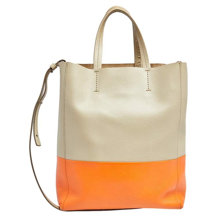Pre Owned Celine Multicolor Grained Leather Small Vertical Cabas Tote