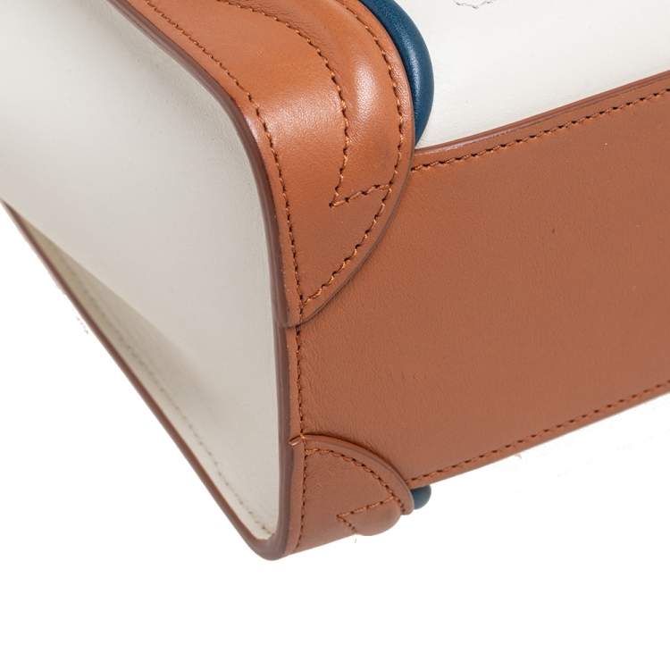 Pre Owned Celine Tricolor Leather Nano Luggage Tote