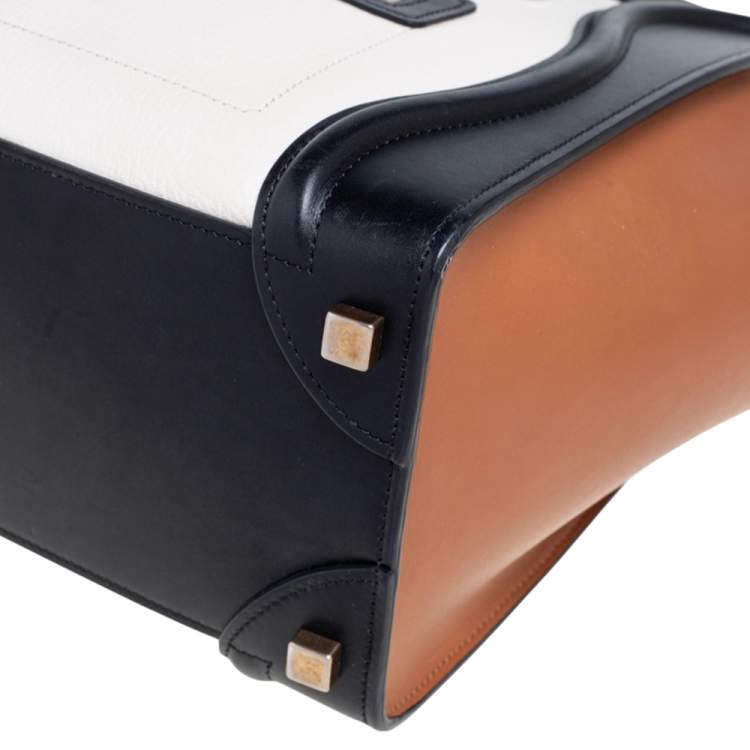 Pre Owned Celine Tricolor Leather Micro Luggage Tote