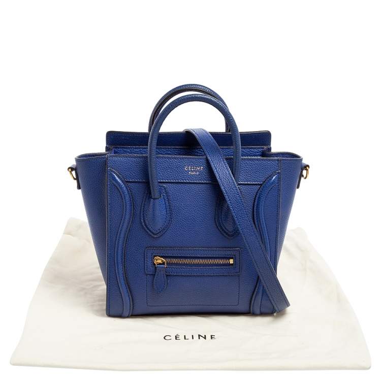 Pre Owned Celine Blue Leather Nano Luggage Tote