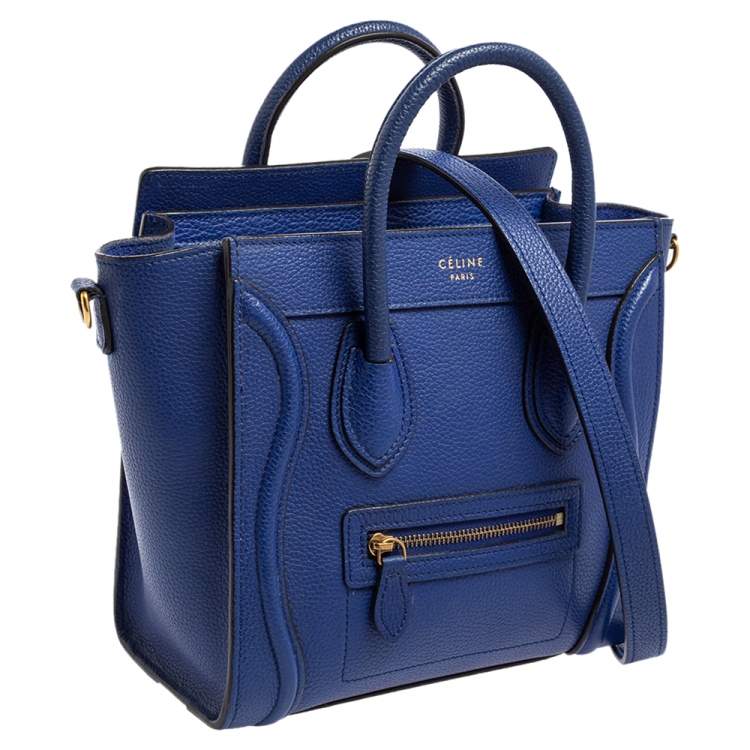 Pre Owned Celine Blue Leather Nano Luggage Tote