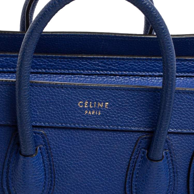 Pre Owned Celine Blue Leather Nano Luggage Tote