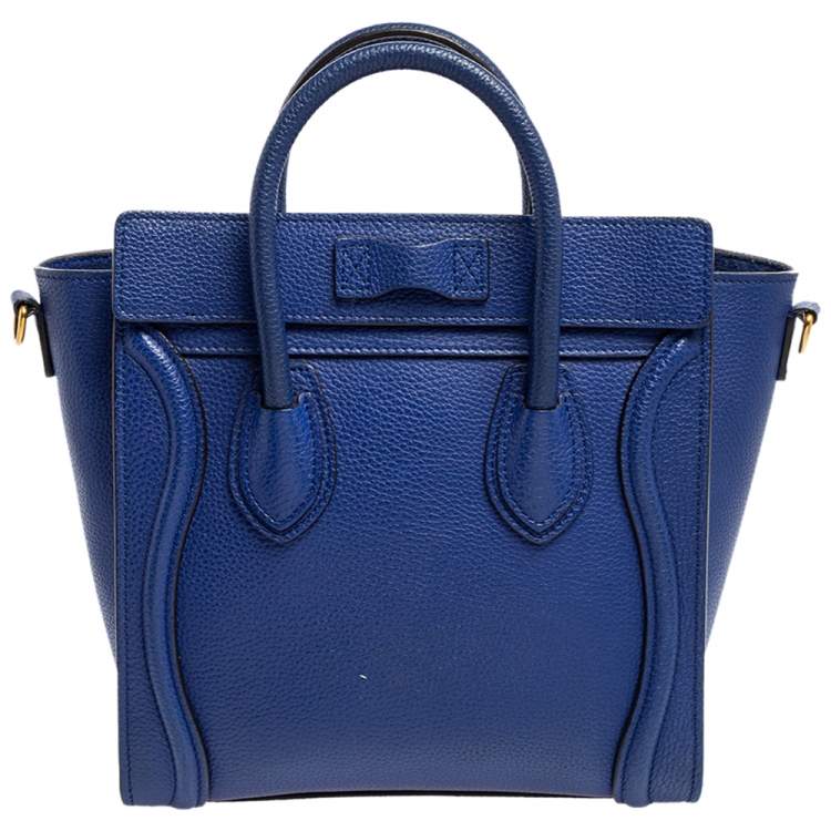 Pre Owned Celine Blue Leather Nano Luggage Tote