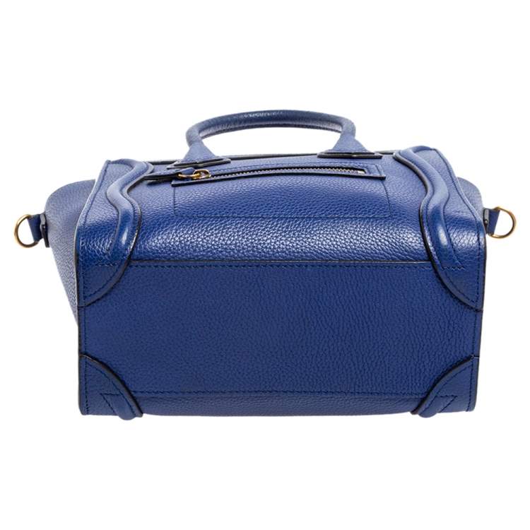 Pre Owned Celine Blue Leather Nano Luggage Tote