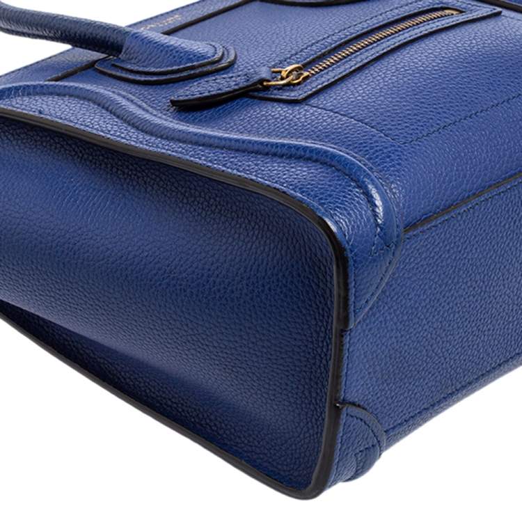 Pre Owned Celine Blue Leather Nano Luggage Tote