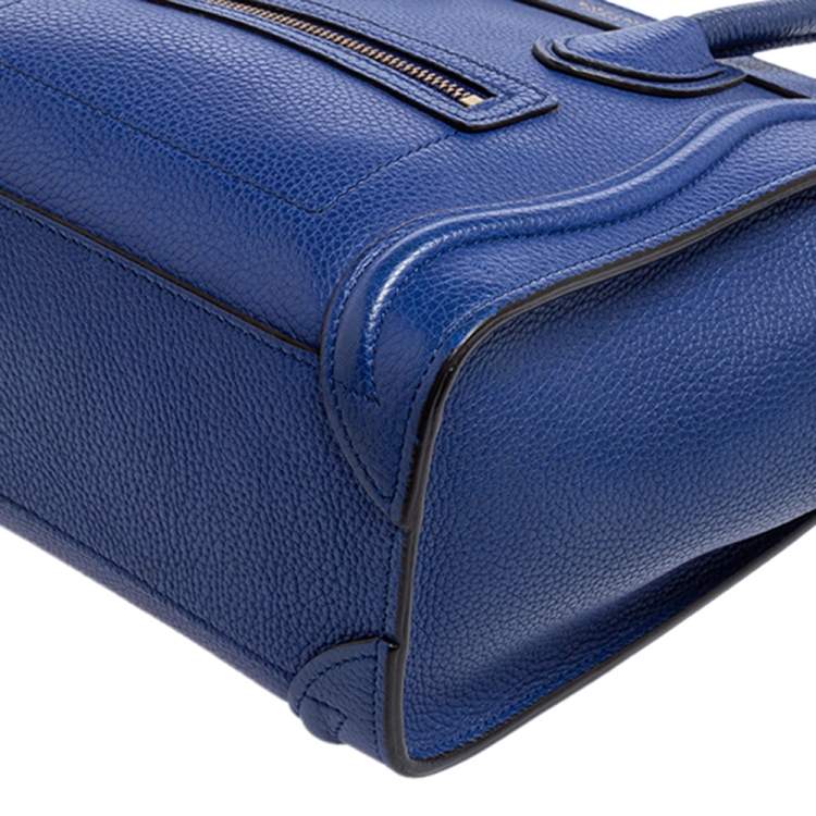 Pre Owned Celine Blue Leather Nano Luggage Tote