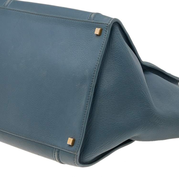 Pre Owned Celine Blue Leather Medium Phantom Luggage Tote 