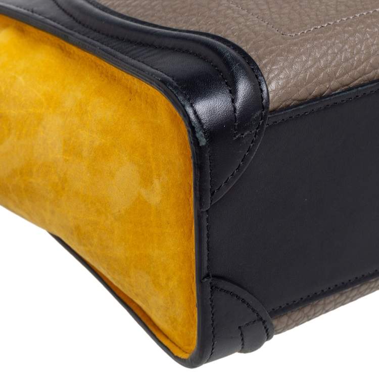 Pre Owned Celine Tricolor Leather and Nubuck Nano Luggage Tote