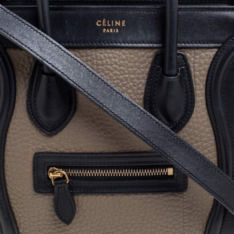 Pre Owned Celine Tricolor Leather and Nubuck Nano Luggage Tote