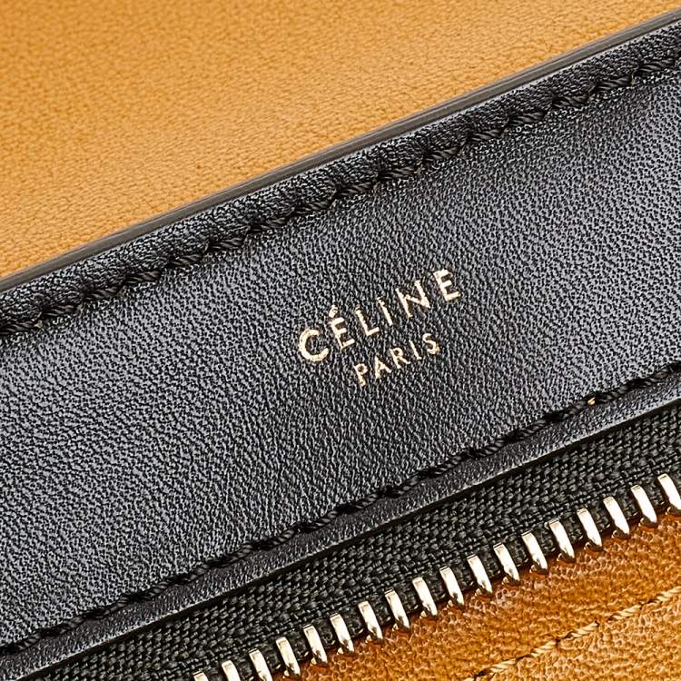 Pre Owned Celine Tri Color Leather and Suede Medium Trapeze Top Handle Bag