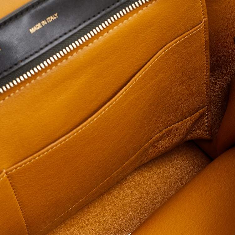 Pre Owned Celine Tri Color Leather and Suede Medium Trapeze Top Handle Bag