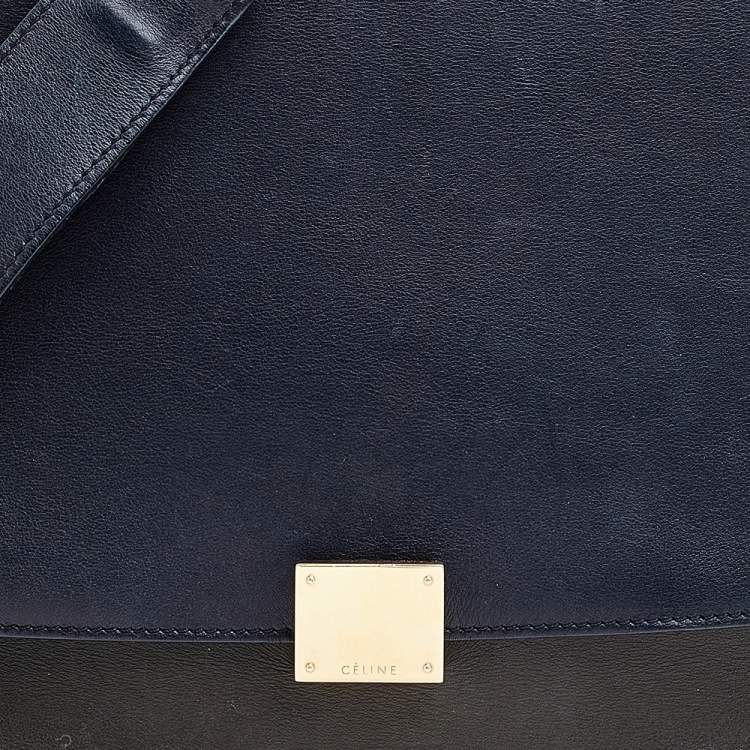 Pre Owned Celine Tri Color Leather and Suede Medium Trapeze Top Handle Bag