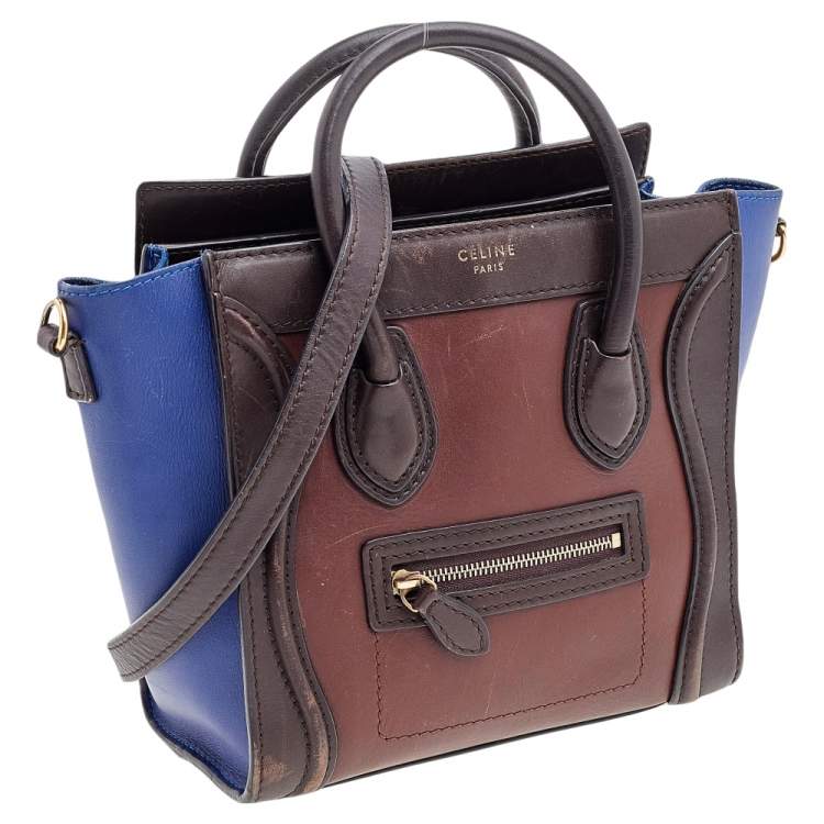 Pre Owned Céline Tri Color Leather Nano Luggage Tote