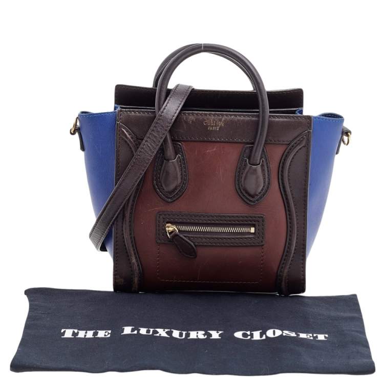 Pre Owned Céline Tri Color Leather Nano Luggage Tote