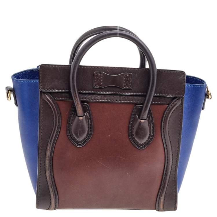 Pre Owned Céline Tri Color Leather Nano Luggage Tote