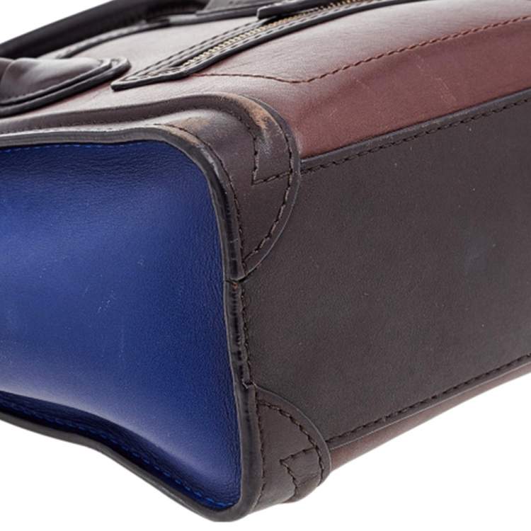 Pre Owned Céline Tri Color Leather Nano Luggage Tote