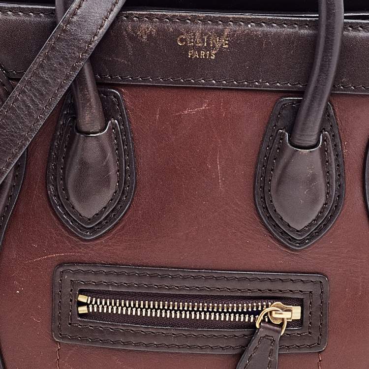 Pre Owned Céline Tri Color Leather Nano Luggage Tote