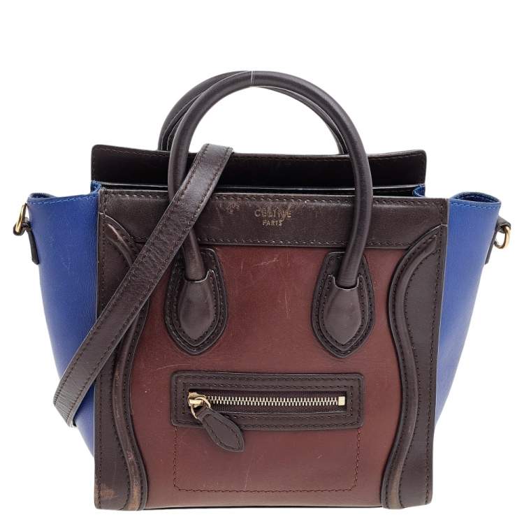 Pre Owned Céline Tri Color Leather Nano Luggage Tote