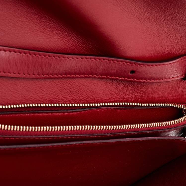 Pre Owned Celine Red Leather Medium Classic Box Shoulder Bag