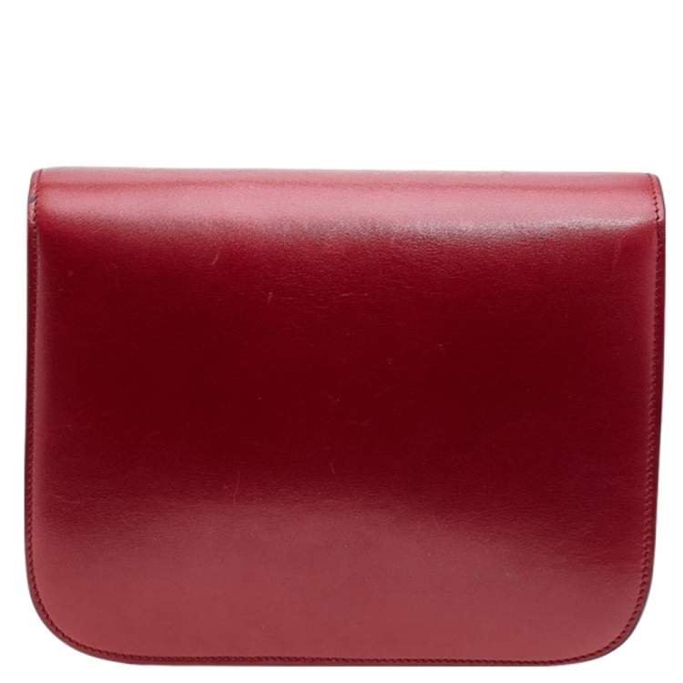 Pre Owned Celine Red Leather Medium Classic Box Shoulder Bag