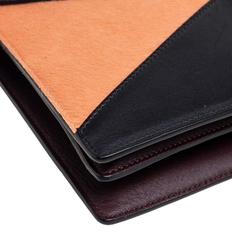 Pre Owned Celine Multicolor Leather and Calfhair Diamond Clutch Bag