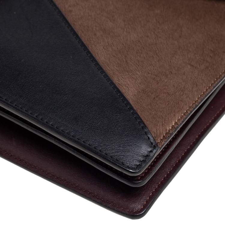 Pre Owned Celine Multicolor Leather and Calfhair Diamond Clutch Bag