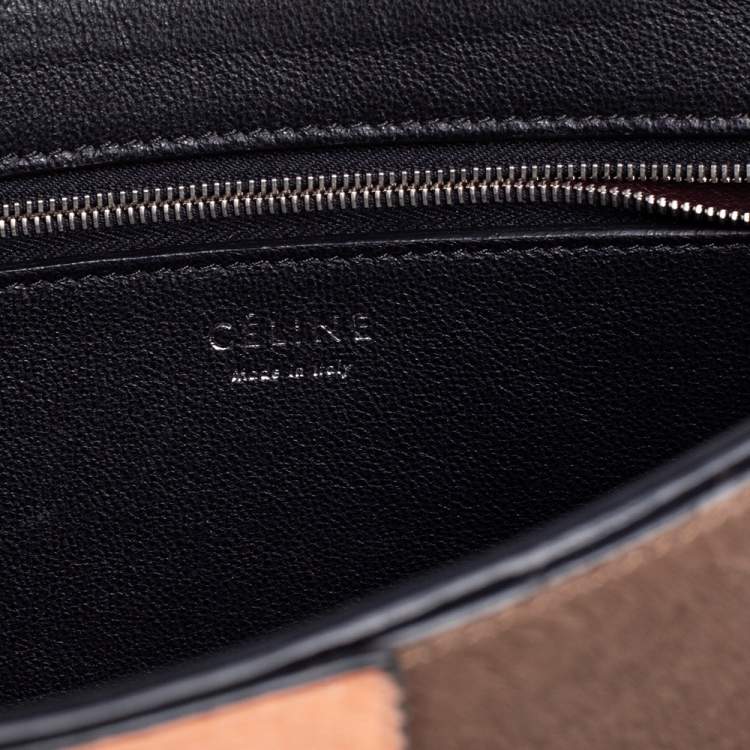 Pre Owned Celine Multicolor Leather and Calfhair Diamond Clutch Bag