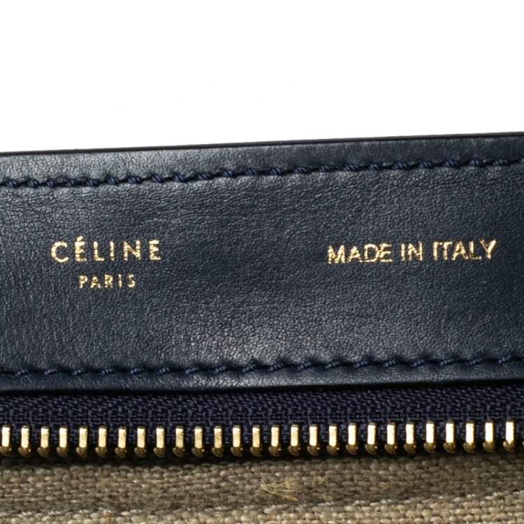 Pre Owned Celine Tricolor Leather and Canvas Medium Trapeze Top Handle Bag