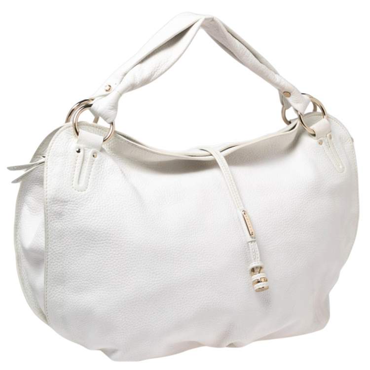 Pre Owned Celine White Leather Large Bittersweet Hobo