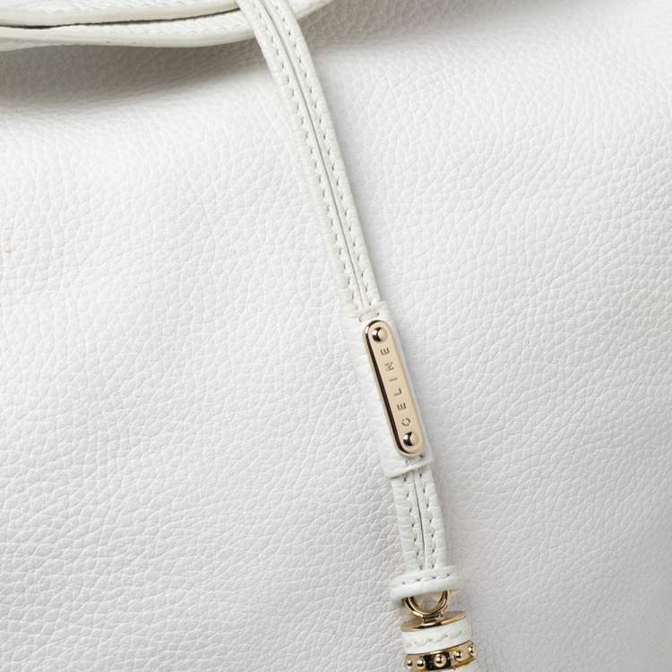 Pre Owned Celine White Leather Large Bittersweet Hobo