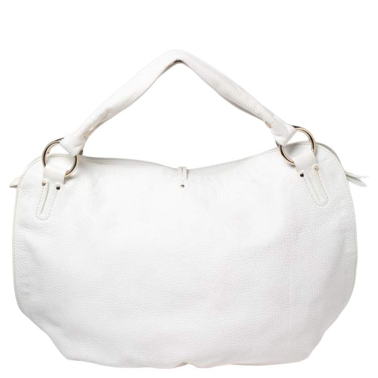 Pre Owned Celine White Leather Large Bittersweet Hobo