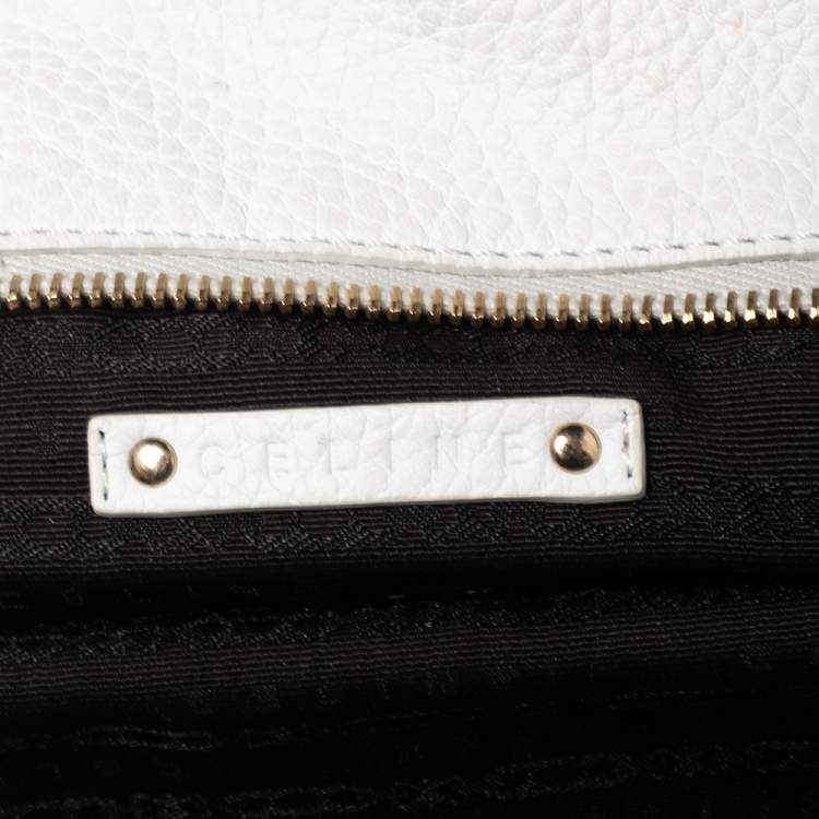 Pre Owned Celine White Leather Large Bittersweet Hobo