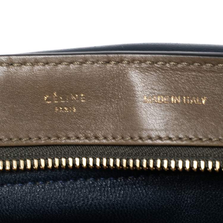 Pre Owned Celine Tri Color Leather and Suede Medium Trapeze Top Handle Bag