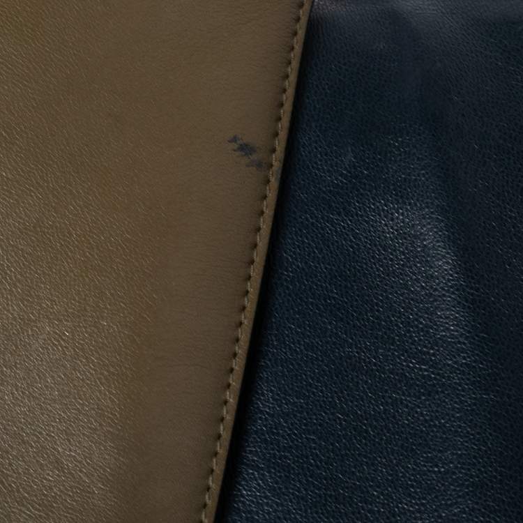 Pre Owned Celine Tri Color Leather and Suede Medium Trapeze Top Handle Bag