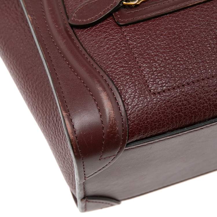 Pre Owned Celine Burgundy Leather Nano Luggage Tote