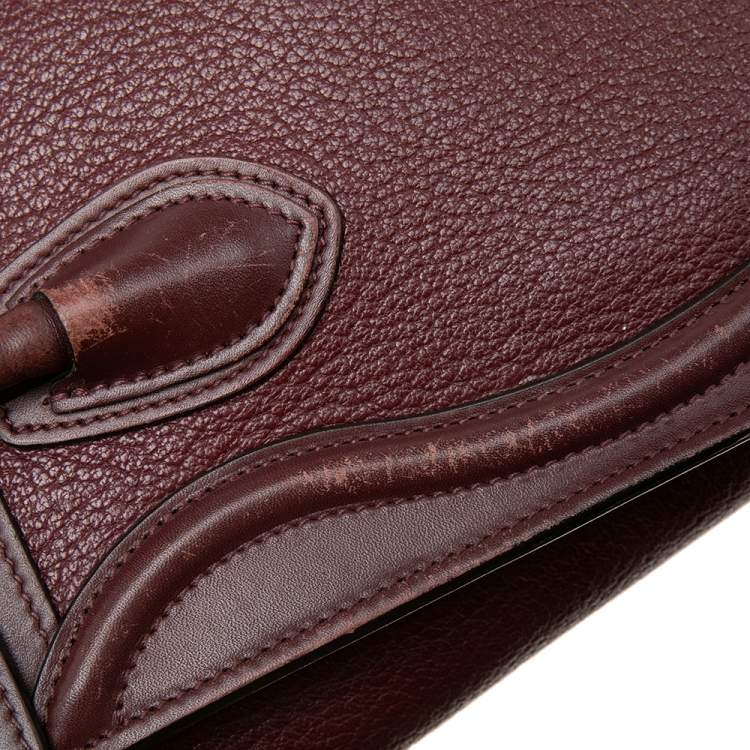 Pre Owned Celine Burgundy Leather Nano Luggage Tote