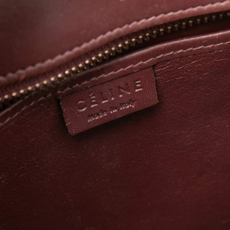 Pre Owned Celine Burgundy Leather Nano Luggage Tote