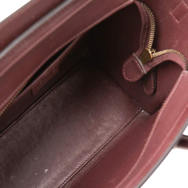 Pre Owned Celine Burgundy Leather Nano Luggage Tote