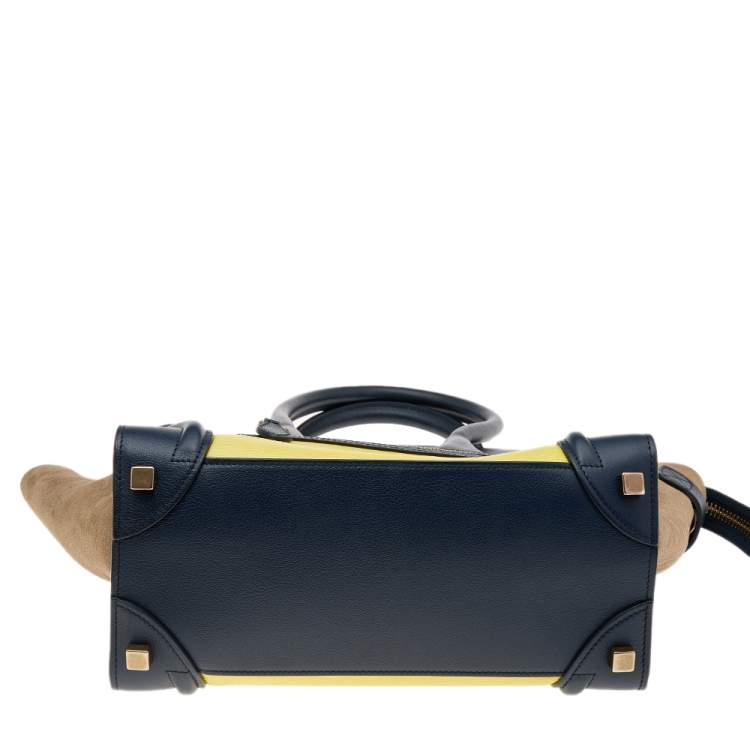 Pre Owned Celine Multicolor Suede And Leather Micro Luggage Tote