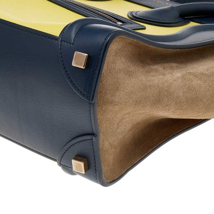 Pre Owned Celine Multicolor Suede And Leather Micro Luggage Tote